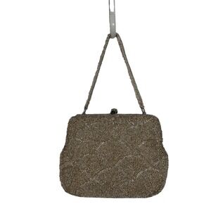 Vintage Walborg White Silver Beaded Evening Bag Silver Tone Closure